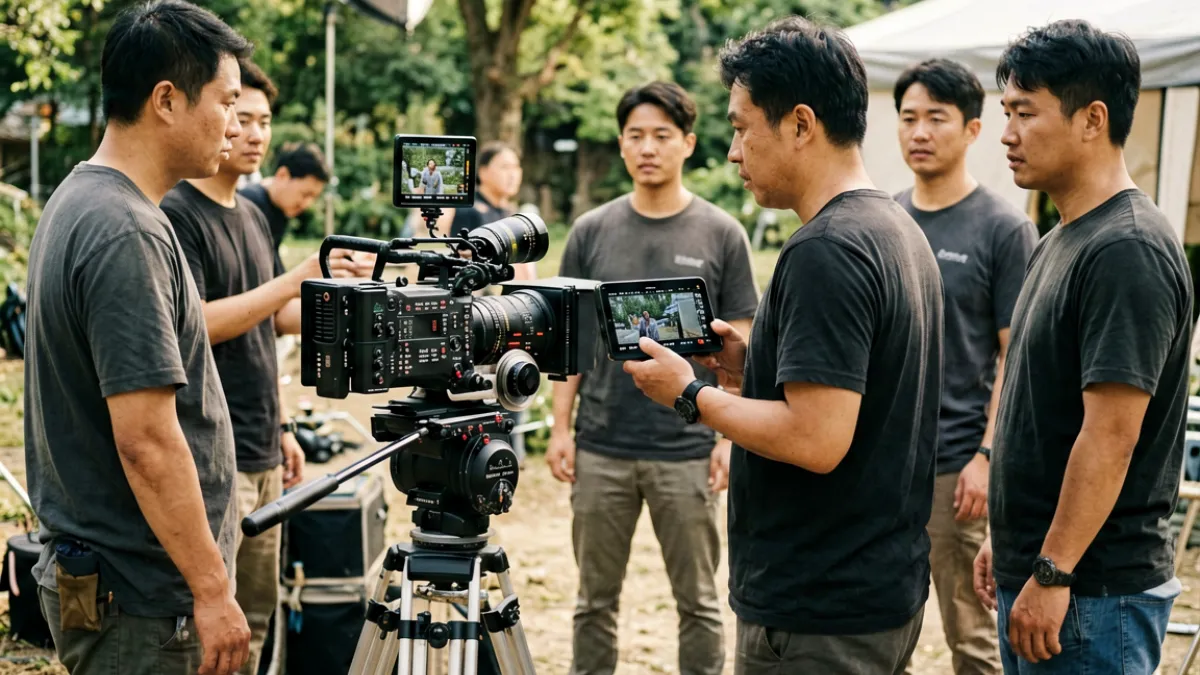 123av 平台上独立创作短片封面，画面呈现导演与摄影团队工作场景