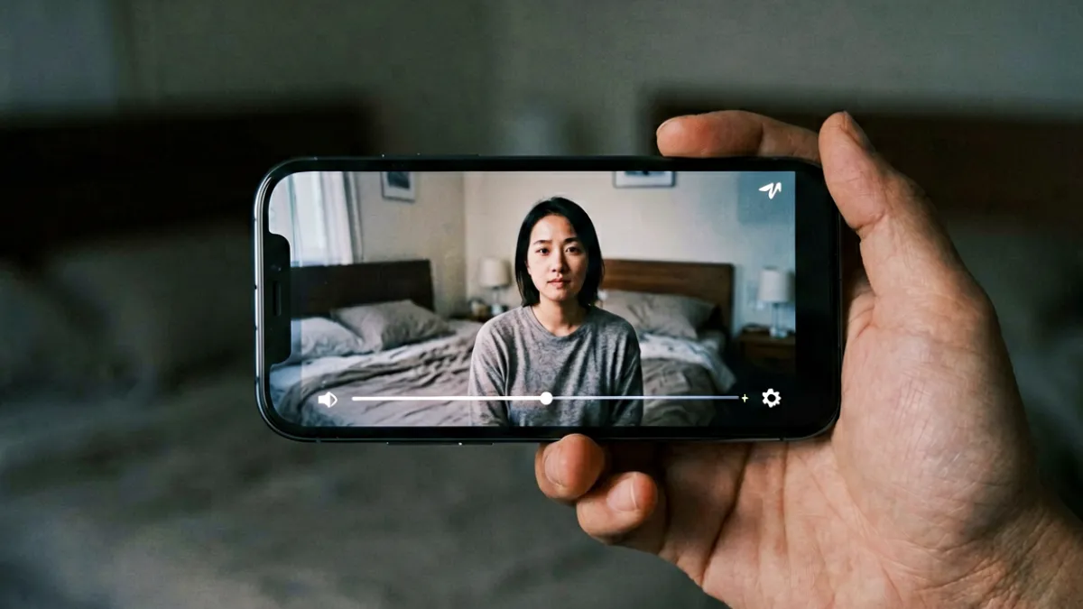 用户手持手机横屏观看123av视频，画面清晰全屏铺满手机屏幕